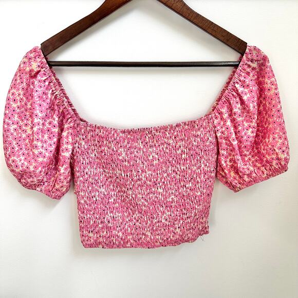 Hello Molly Pink Smocked Crop Cottage Festival Prairie Top Size 4 / Small - Picture 6 of 7
